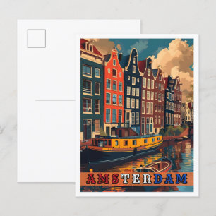 Amsterdam Netherlands Vintage Travel Postcard