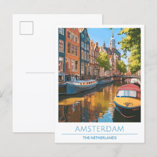 Amsterdam Netherlands Vintage Travel  Postcard