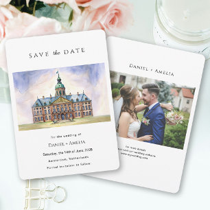 Amsterdam Netherlands Watercolor  Destination Save The Date