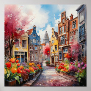 Amsterdam Netherlands Watercolor Painting   Poster