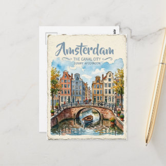 Amsterdam Netherlands watercolor Postcard