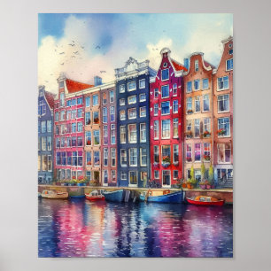 Amsterdam Netherlands Watercolor Poster
