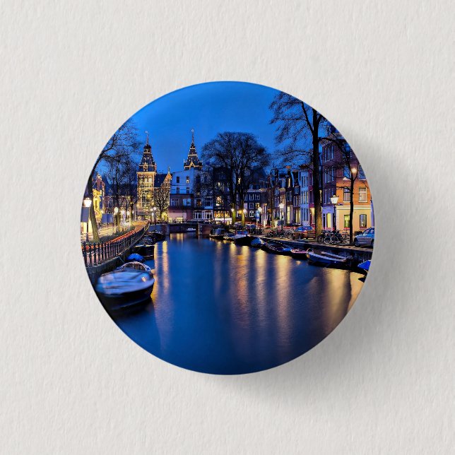 Amsterdam Night Wallpaper-67657 3 Cm Round Badge (Front)