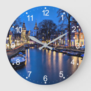 Amsterdam Night Wallpaper-67657 Large Clock
