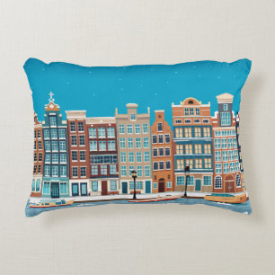 Amsterdam No.4 Twilight in Winter Businesses Decorative Cushion