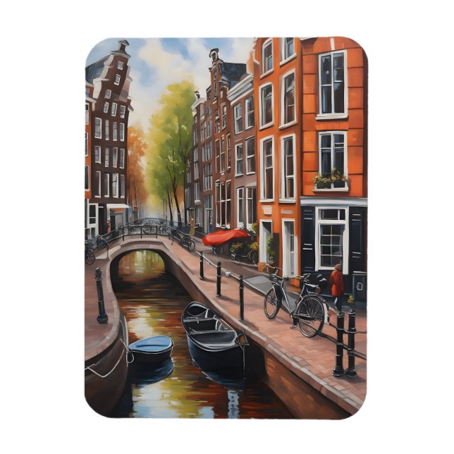 Amsterdam oil painting art magnet (Vertical)