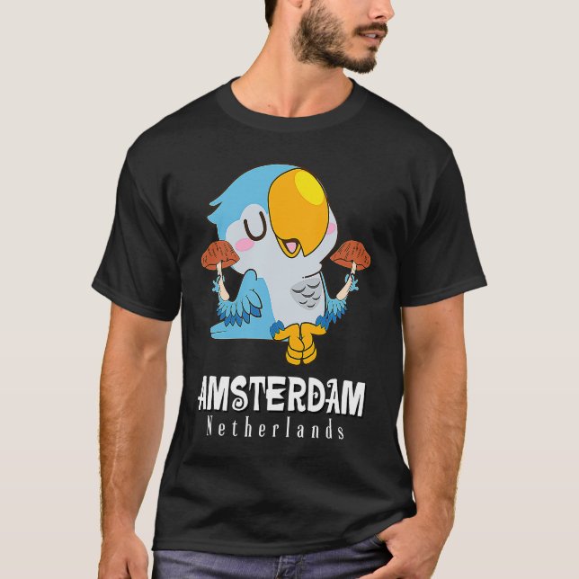Amsterdam Parakeet Mushroom Holland The Netherland T-Shirt (Front)