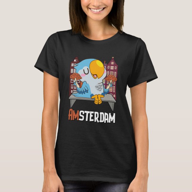 Amsterdam Parakeet Mushroom Holland The Netherland T-Shirt (Front)