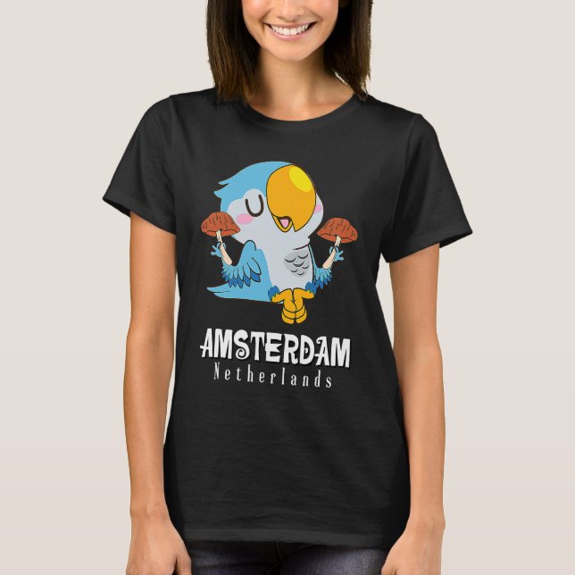 Amsterdam Parakeet Mushroom Holland The Netherland T-Shirt (Front)
