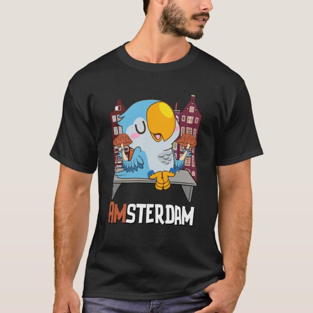 Amsterdam Parakeet Mushroom Holland The Netherland T-Shirt (Front)