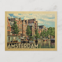 Amsterdam Postcard Holland Vintage Travel