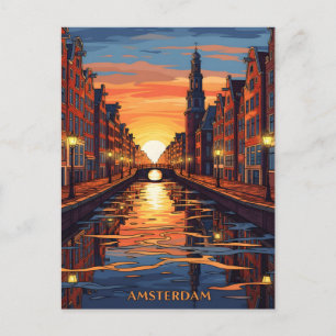 Amsterdam Postcard Holland Vintage Travel