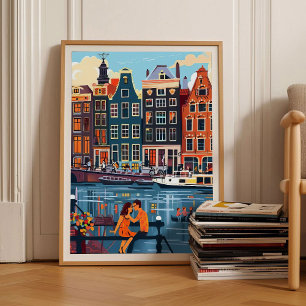 Amsterdam Print Amsterdam Illustration Travel Post