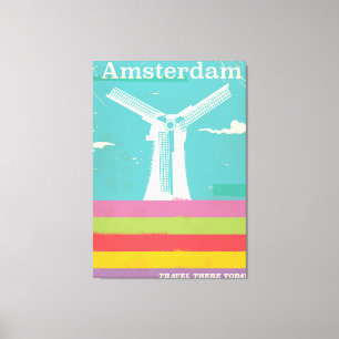 Amsterdam retro vintage travel poster canvas print