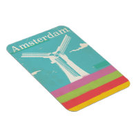 Amsterdam retro vintage travel poster