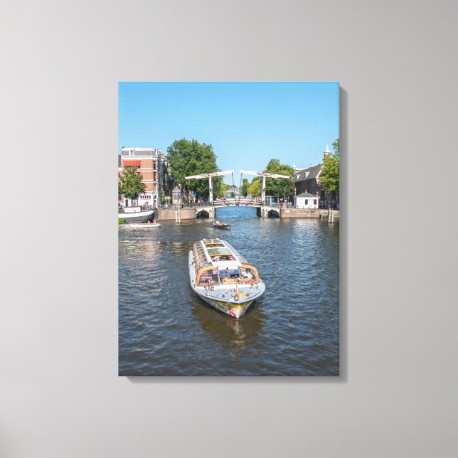 Amsterdam sightseeing boat view canvas print (Front)
