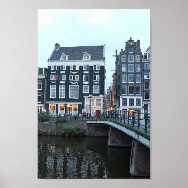 Amsterdam Singel Canal Evening Photo Poster (Front)