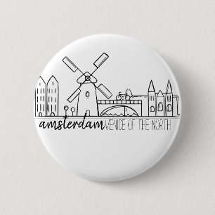 Amsterdam Skyline 6 Cm Round Badge