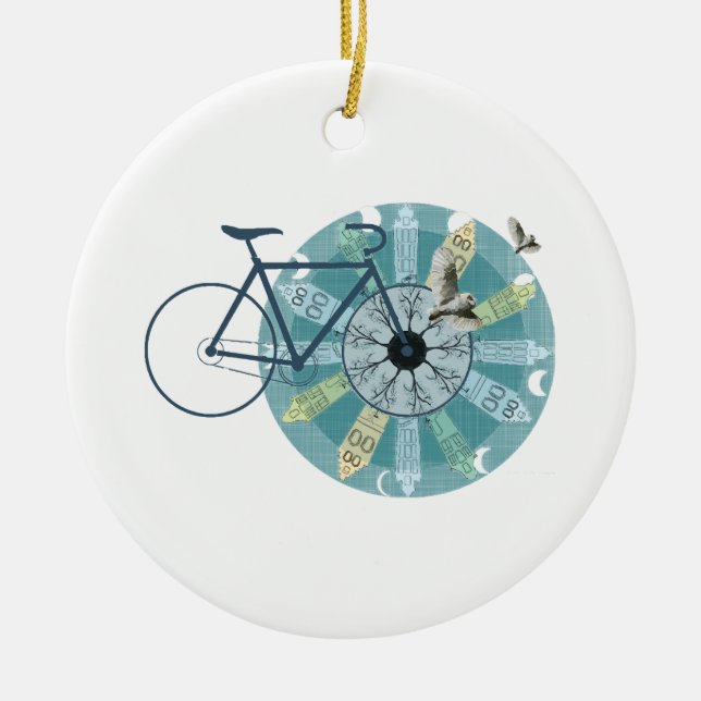 Amsterdam skyline ceramic tree decoration (Front)