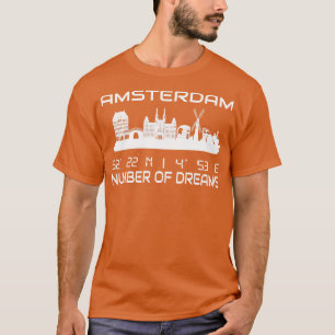 Amsterdam Skyline GPS Coordinates City Dream City T-Shirt