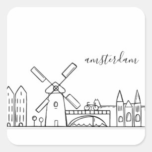 Amsterdam Skyline Square Sticker