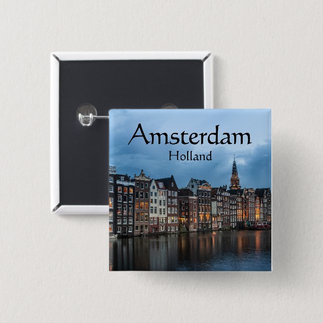Amsterdam Souvenir 15 Cm Square Badge (Front & Back)