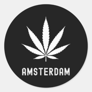 Amsterdam Stoner Pot Leaf Travel Vacation Classic Round Sticker