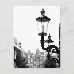 Amsterdam Street Lamps Black and White Postcard