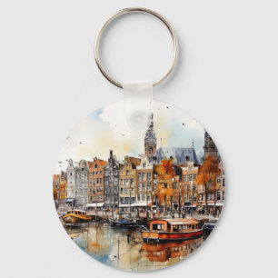 Amsterdam, Stretched Print Key Ring