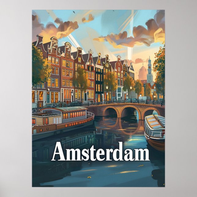 Amsterdam Sunset Serenity Poster (Front)