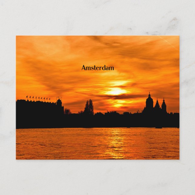 Amsterdam sunset silhouette postcard (Front)