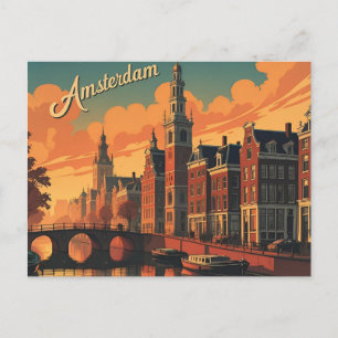 Amsterdam sunset Skyline  Postcard