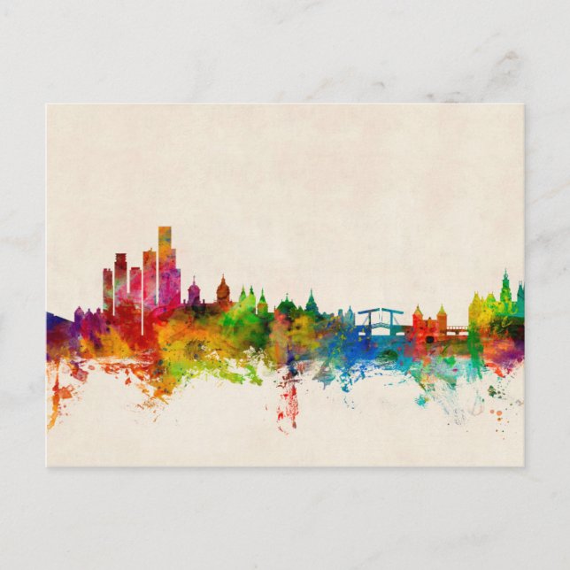 Amsterdam The Netherlands Skyline Postcard (Front)