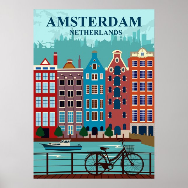 Amsterdam The Netherlands Travel Poster (Front)