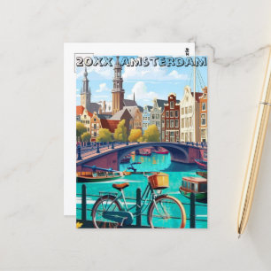 Amsterdam Travel Postcard Art, Netherlands Postcar