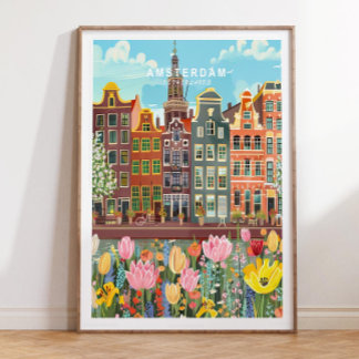 Amsterdam Travel Poster, Amsterdam Netherlands Poster