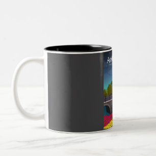 Amsterdam Travel Poster at Night Two-Tone Coffee Mug