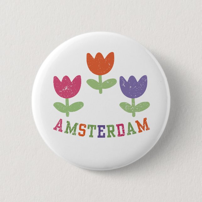 Amsterdam Tulips 6 Cm Round Badge (Front)