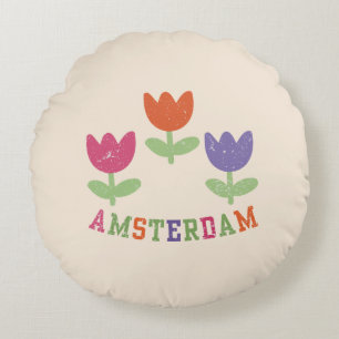 Amsterdam Tulips Round Cushion