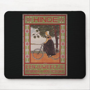 Amsterdam Vintage Bicycle Poster Art Mouse Mat