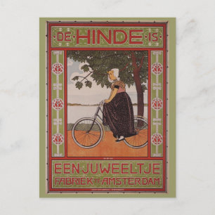 Amsterdam Vintage Bicycle Poster Art Postcard