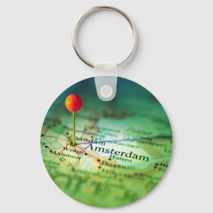 AMSTERDAM Vintage Map Key Ring