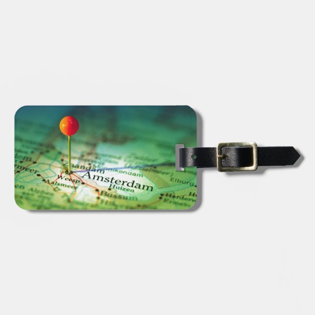 AMSTERDAM Vintage Map Luggage Tag (Front Horizontal)