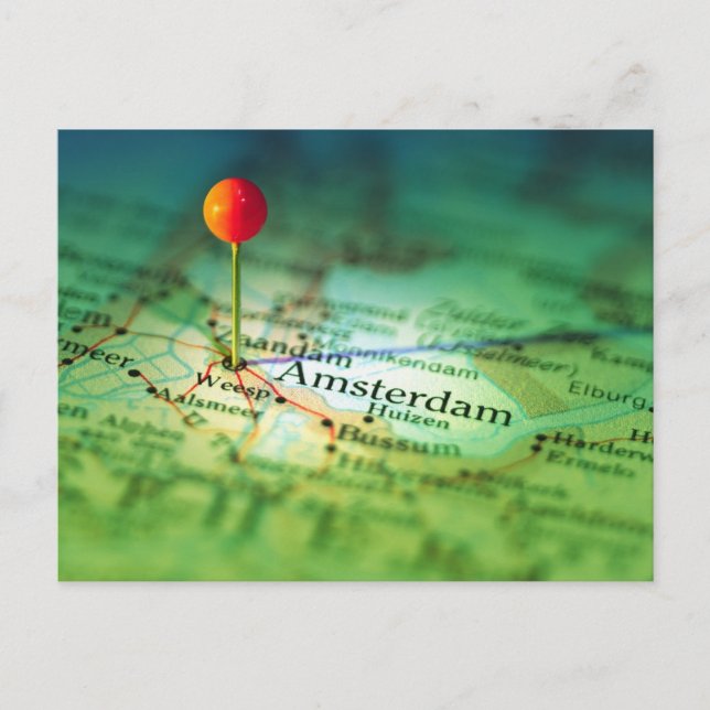 AMSTERDAM Vintage Map Postcard (Front)