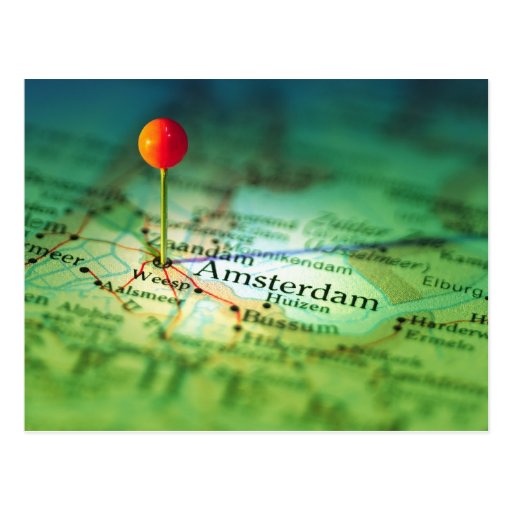 Image of AMSTERDAM Vintage Map Postcard