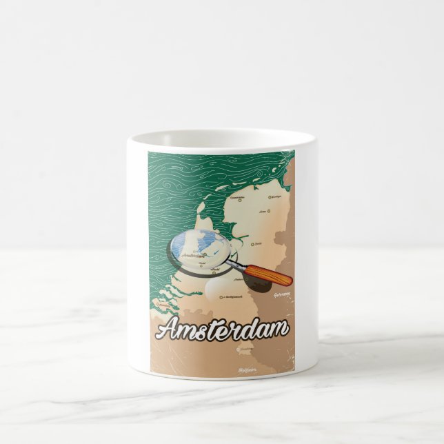 Amsterdam vintage map vacation poster coffee mug (Center)