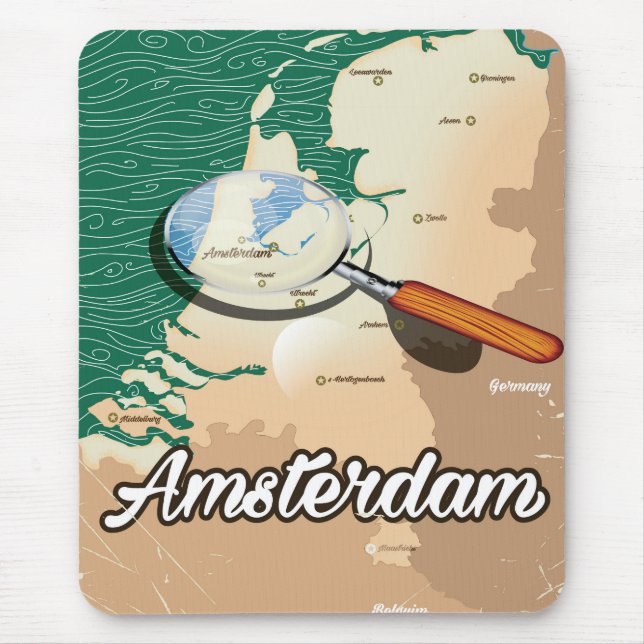 Amsterdam vintage map vacation poster mouse mat (Front)