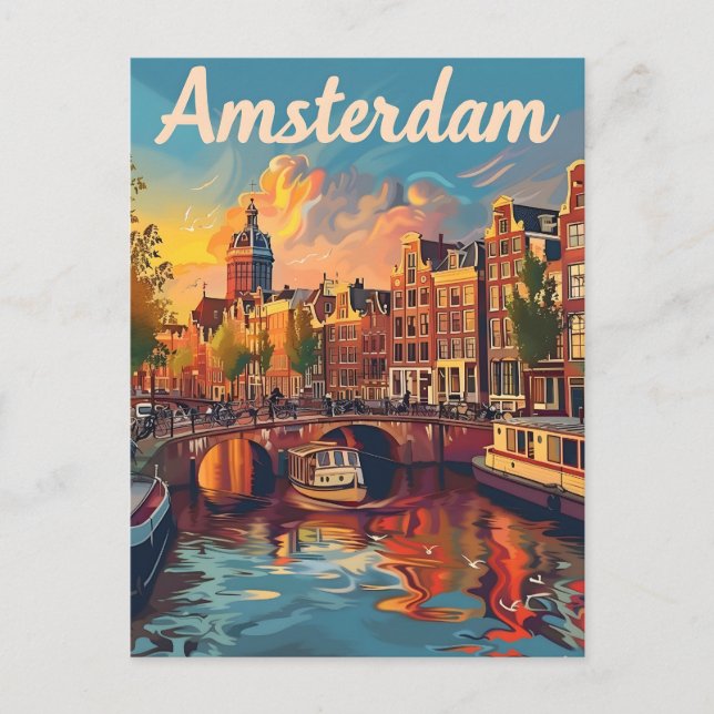 Amsterdam vintage postcard (Front)