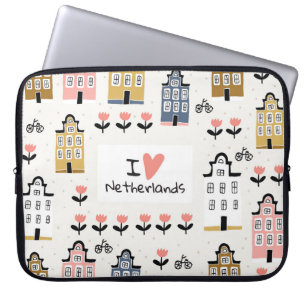 Amsterdam Vintage: Traditional City Illustration Laptop Sleeve