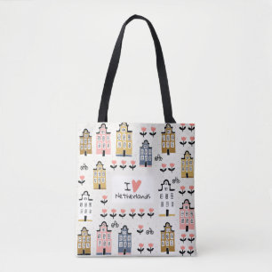 Amsterdam Vintage: Traditional City Illustration Tote Bag
